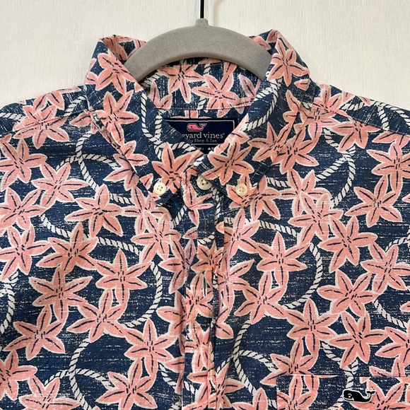 VINEYARD VINES MENS SLIM FIT TUCKER SHIRT SHORT SLEEVE PINK FLORAL Sz M - Picture 3 of 11